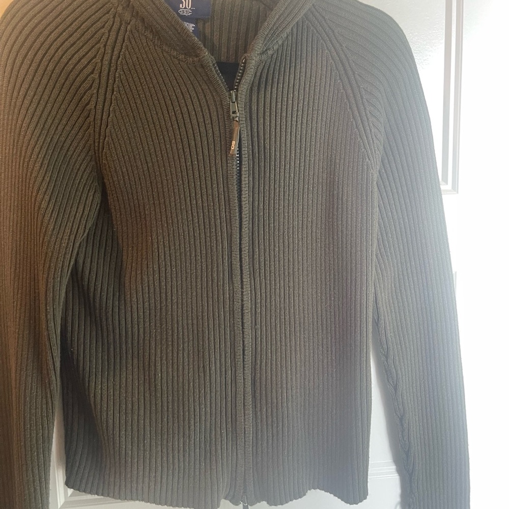 SO Olive Green Ribbed Sweater
